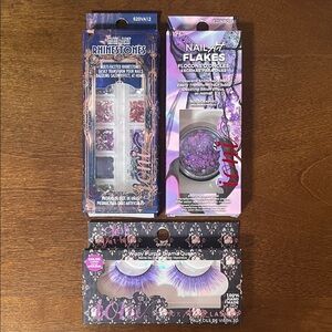 Nail Art Rhinestones and Flakes & Lashes Set of 3